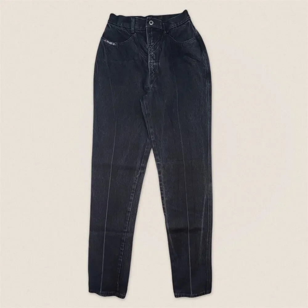 Vintage Western Yoke Z Blaze Black Fire 'Hold Up' Jeans 7/27 - Size‎ 24 x 34.5